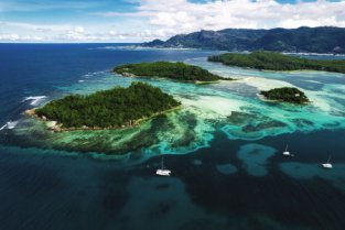  St. Anne Marine Park and Moyenne Island from Mahe